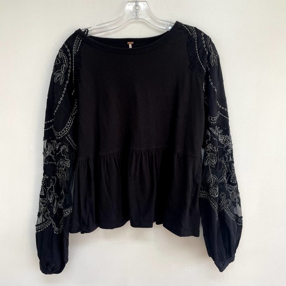 Free People Embroidered Penny Tee Sz S - Picture 2 of 9